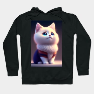 Adorable Cat Illustration - Modern Digital Art Hoodie